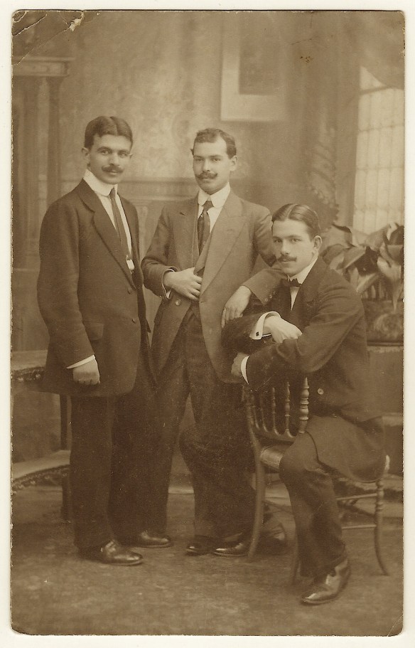 PORTRAIT OF THREE WELL DRESSED AND HANDSOME YOUNG MEN (1912) | THE CABINET  CARD GALLERY