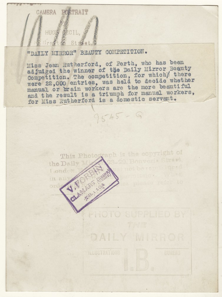 JEAN RUTHERFORD : WINNER OF THE “DAILY MIRROR” BEAUTY CONTEST AND ...
